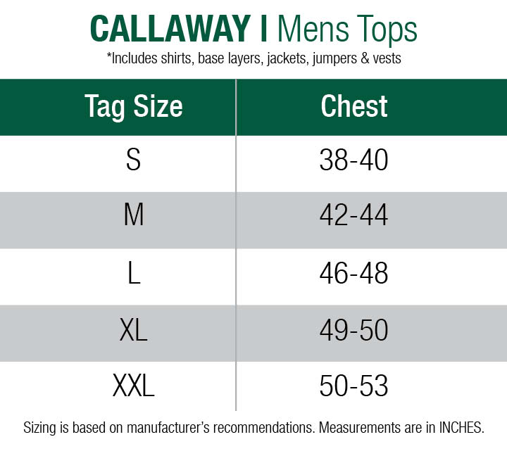 callaway-compression wear-mens size chart